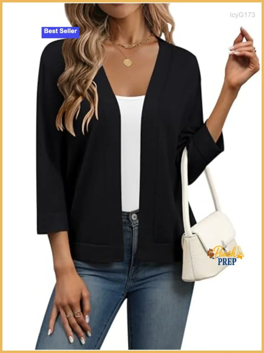 Women's Cropped Cardigan Sweater Shrug 3/4 Sleeve Open Front Viscose